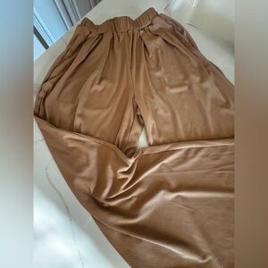 Cider Coffee Brown Pleated Wide Leg  Pants XXS